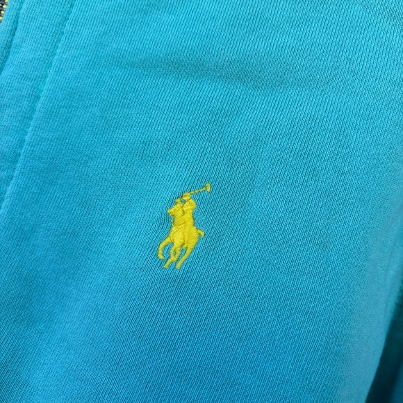 Vintage Polo Ralph Lauren Zip Hoodie Light Blue Mens Size Small Heavyweight - Picture 4 of 15